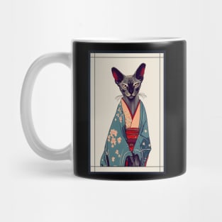 Oriental Shorthair cat Japanese with kimono vintage Mug